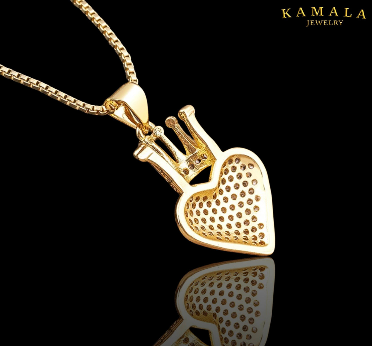 Halskette mit Herz & Krone - Gold
