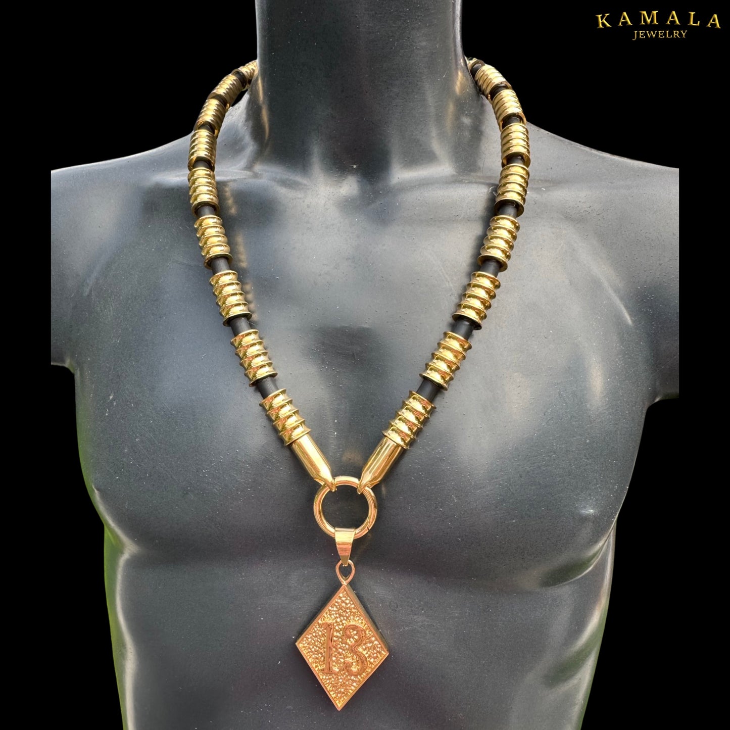 Exklusive Luxus Halskette - Kautschuk & Gold