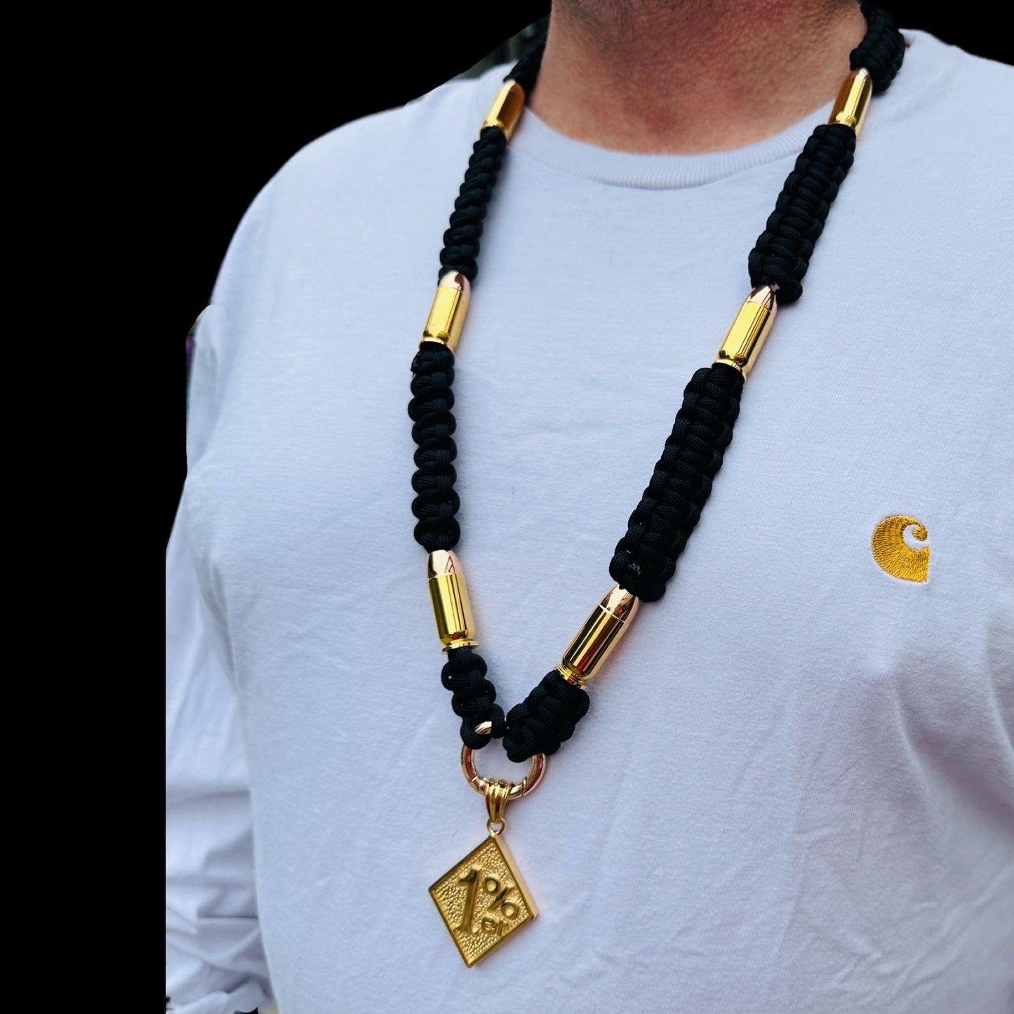 Schwarze Madmax Halskette mit Patronen - Gold & Roségold