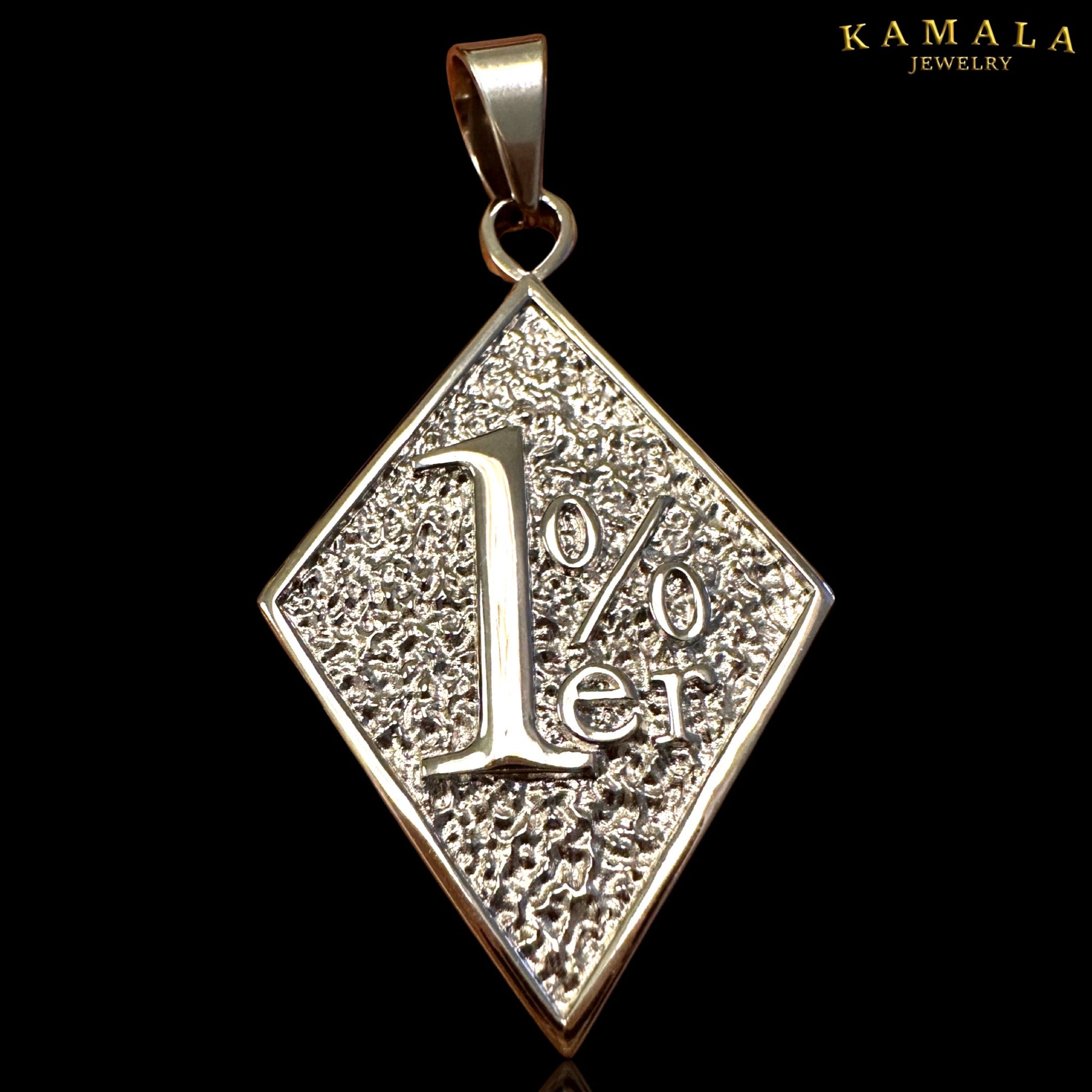 rennrad anhänger schmuck 1%er Anhänger Silber – Biker Raute Anhänger aus Edelstahl – Kamala Jewelry