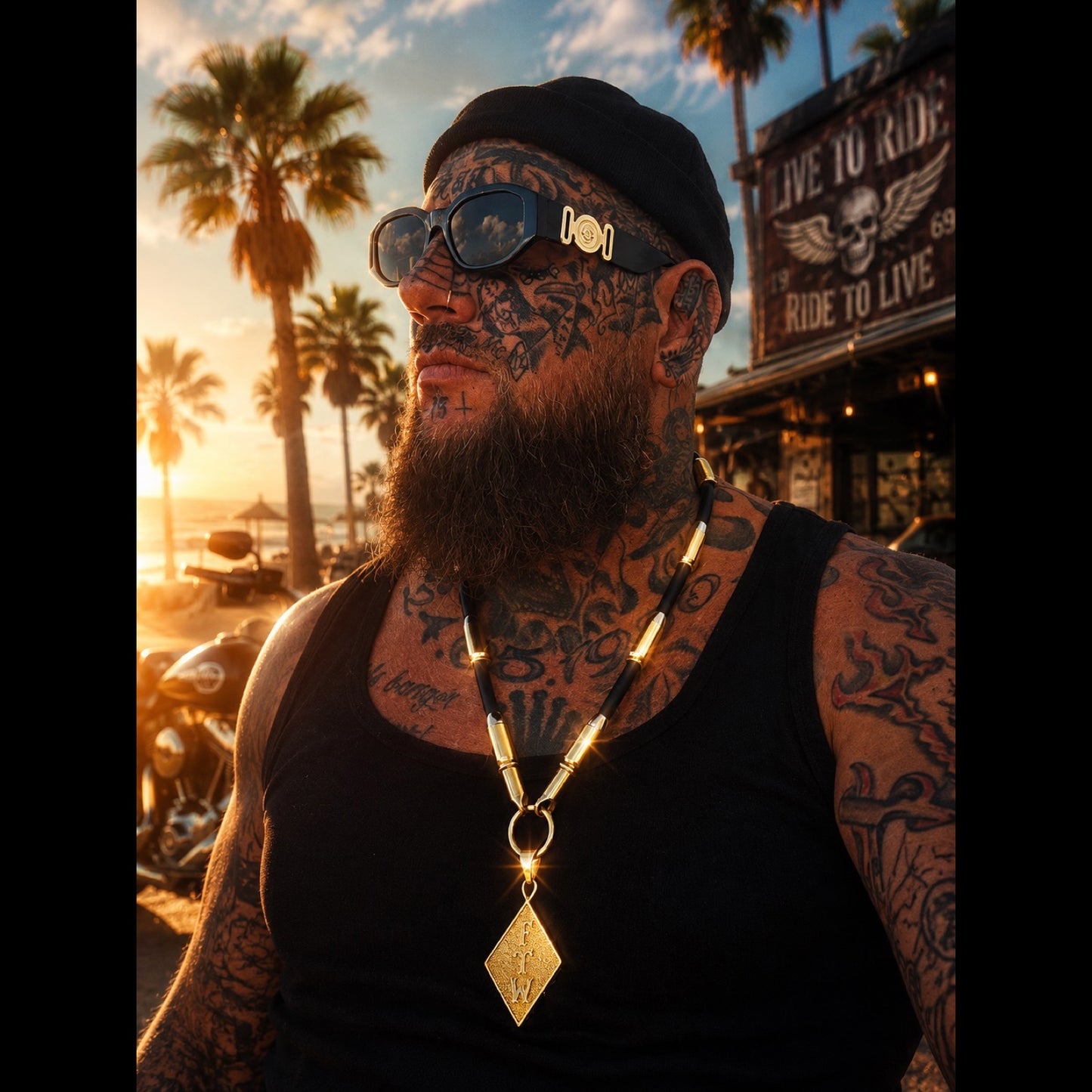 El Patron Kautschuk-Halskette Gold – 8 Patronen | 24K vergoldet