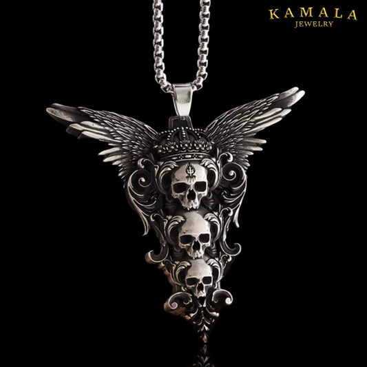 Royal Skull Wings Anhänger – Massiver Edelstahl