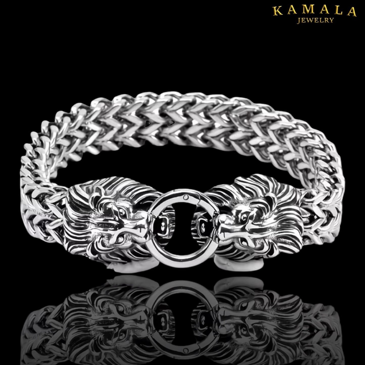Löwenkopf Armband aus Edelstahl – Lion King Biker Armband für Männer