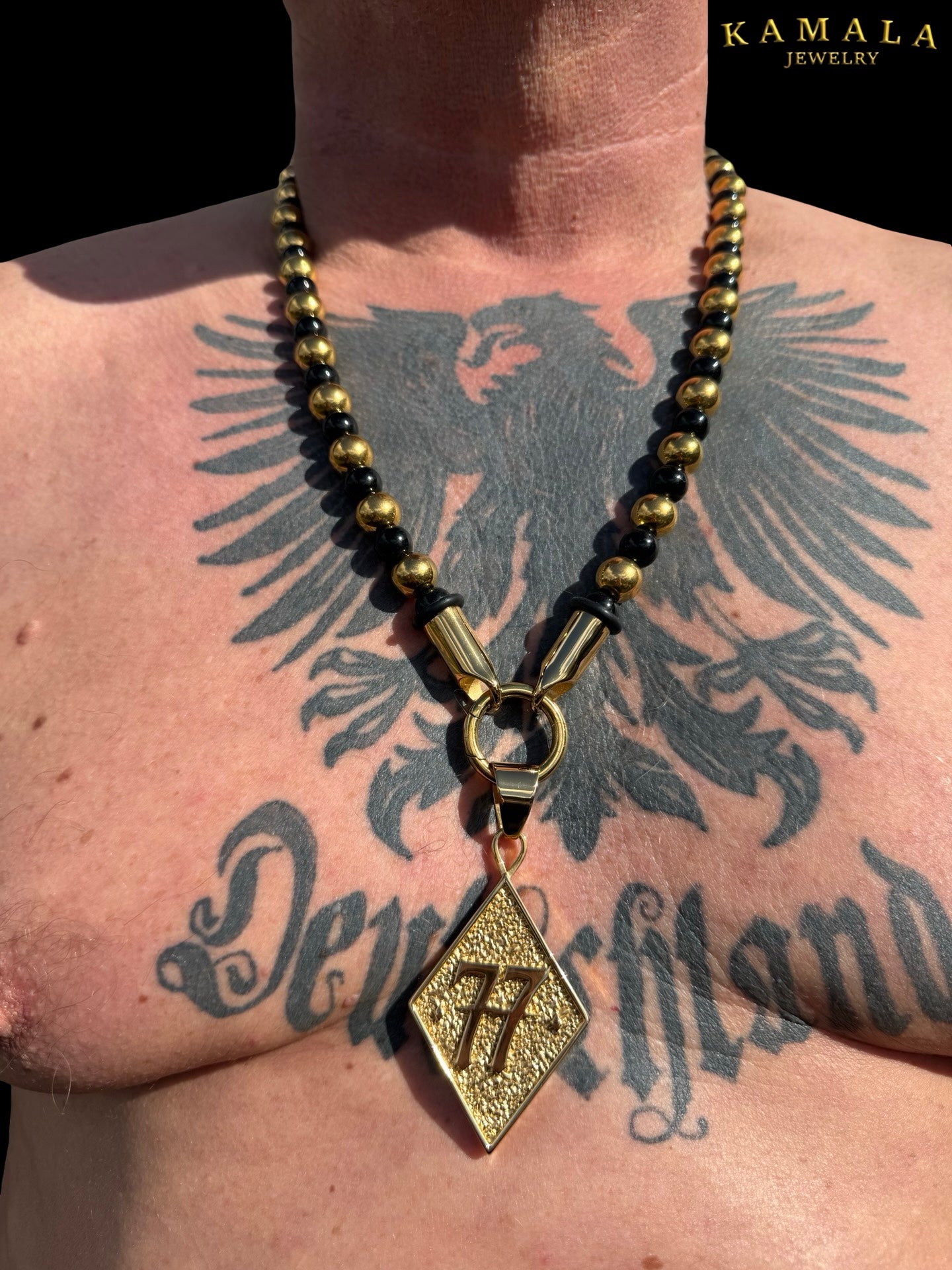 BLACK ELITE Luxury Chain – Onyx Halskette für Männer - Gold