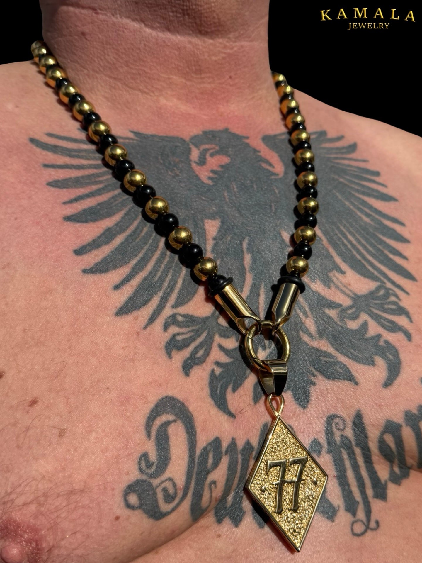 BLACK ELITE Luxury Chain – Onyx Halskette für Männer - Gold