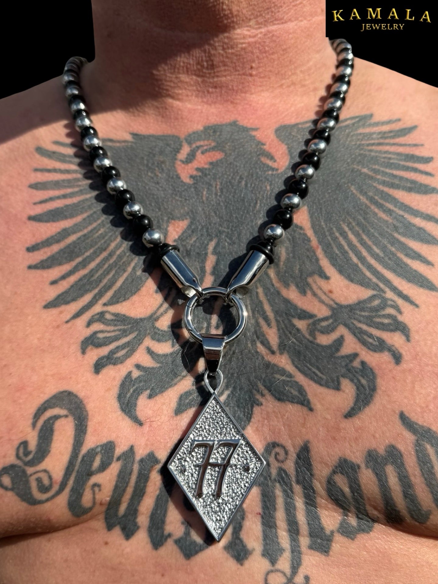 BLACK ELITE Luxury Chain – Onyx Halskette für Männer - Silber