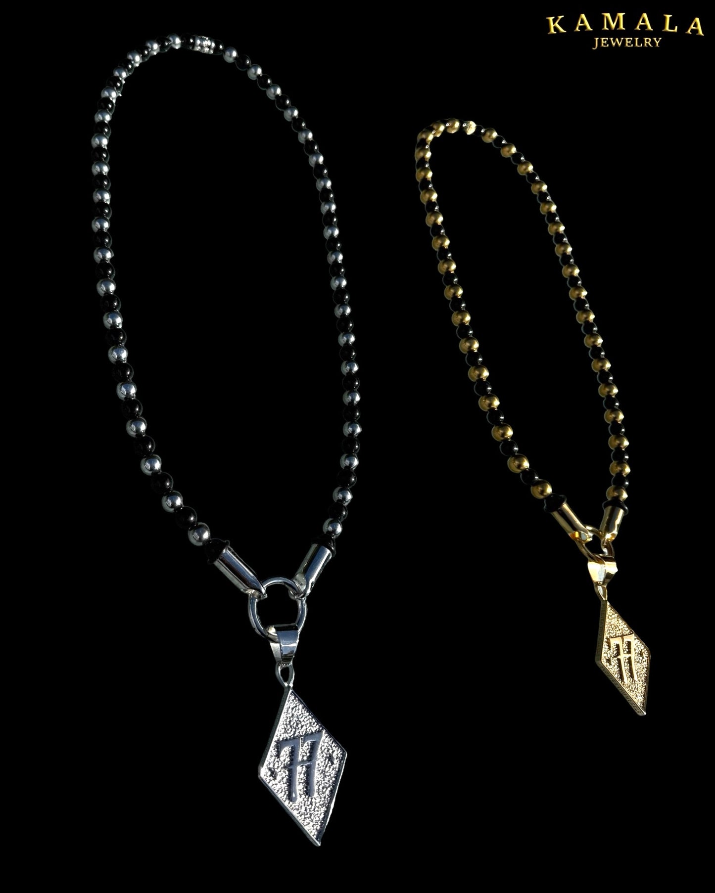 BLACK ELITE Luxury Chain – Onyx Halskette für Männer - Silber