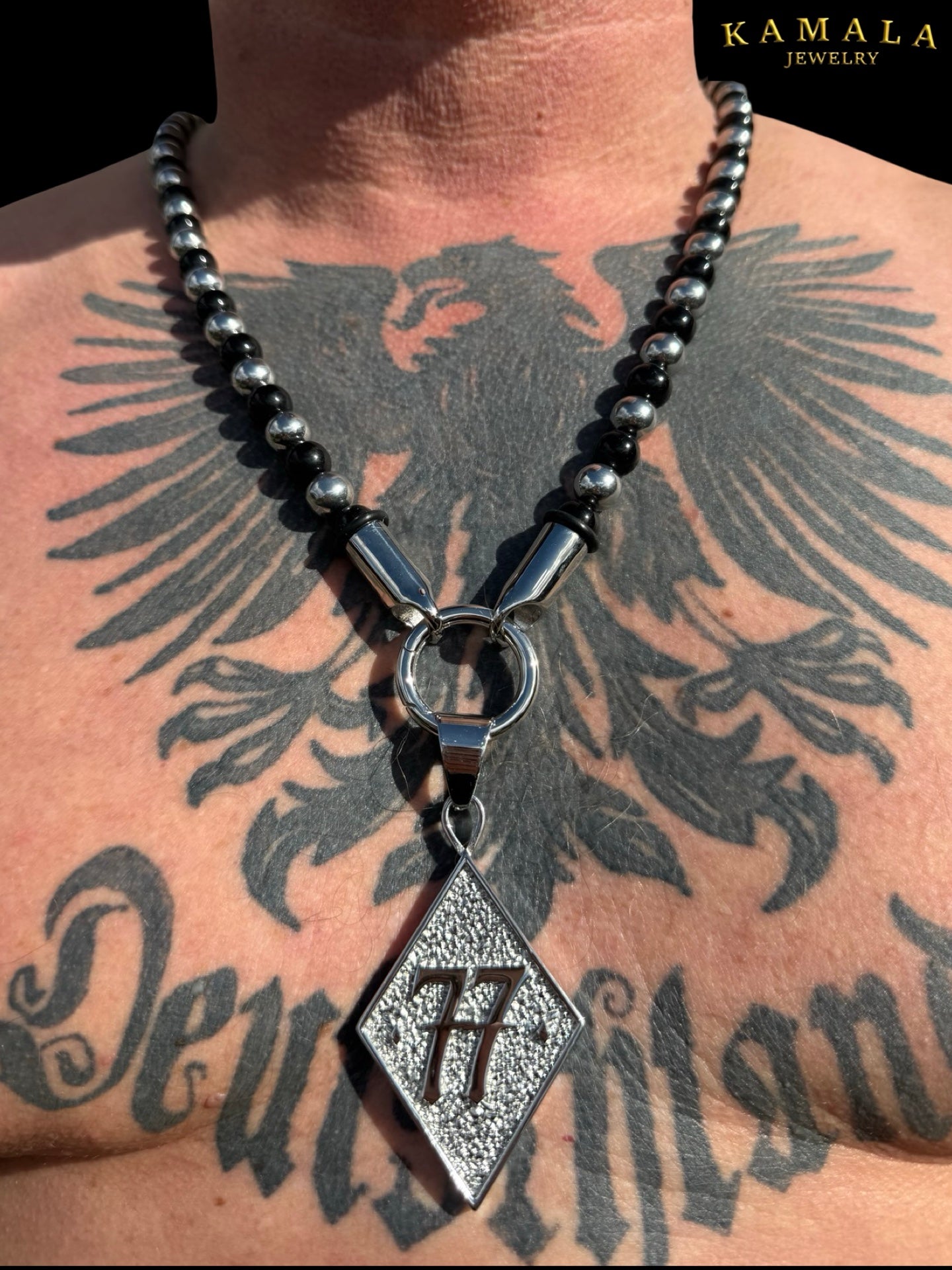BLACK ELITE Luxury Chain – Onyx Halskette für Männer - Silber