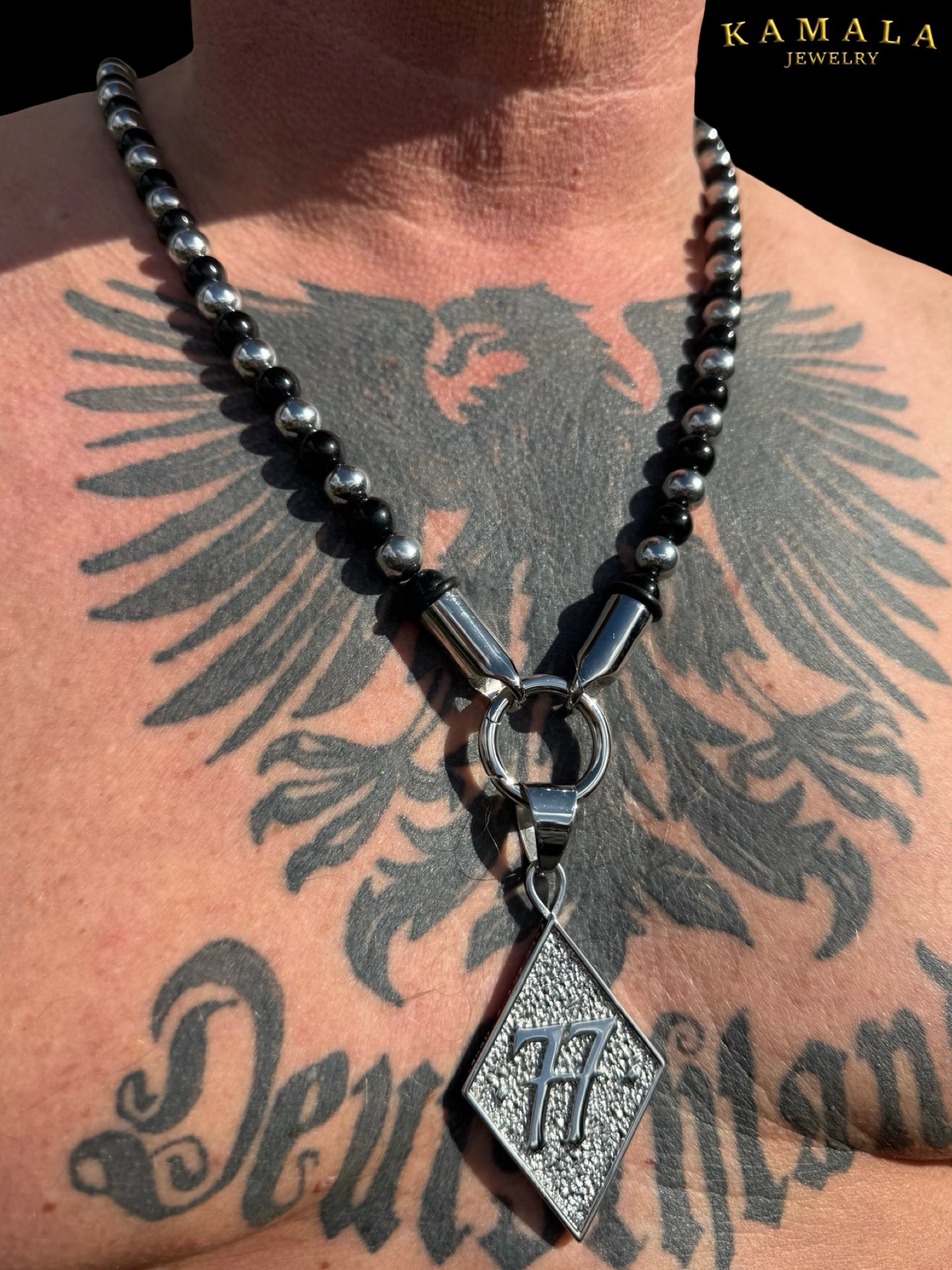 BLACK ELITE Luxury Chain – Onyx Halskette für Männer - Silber
