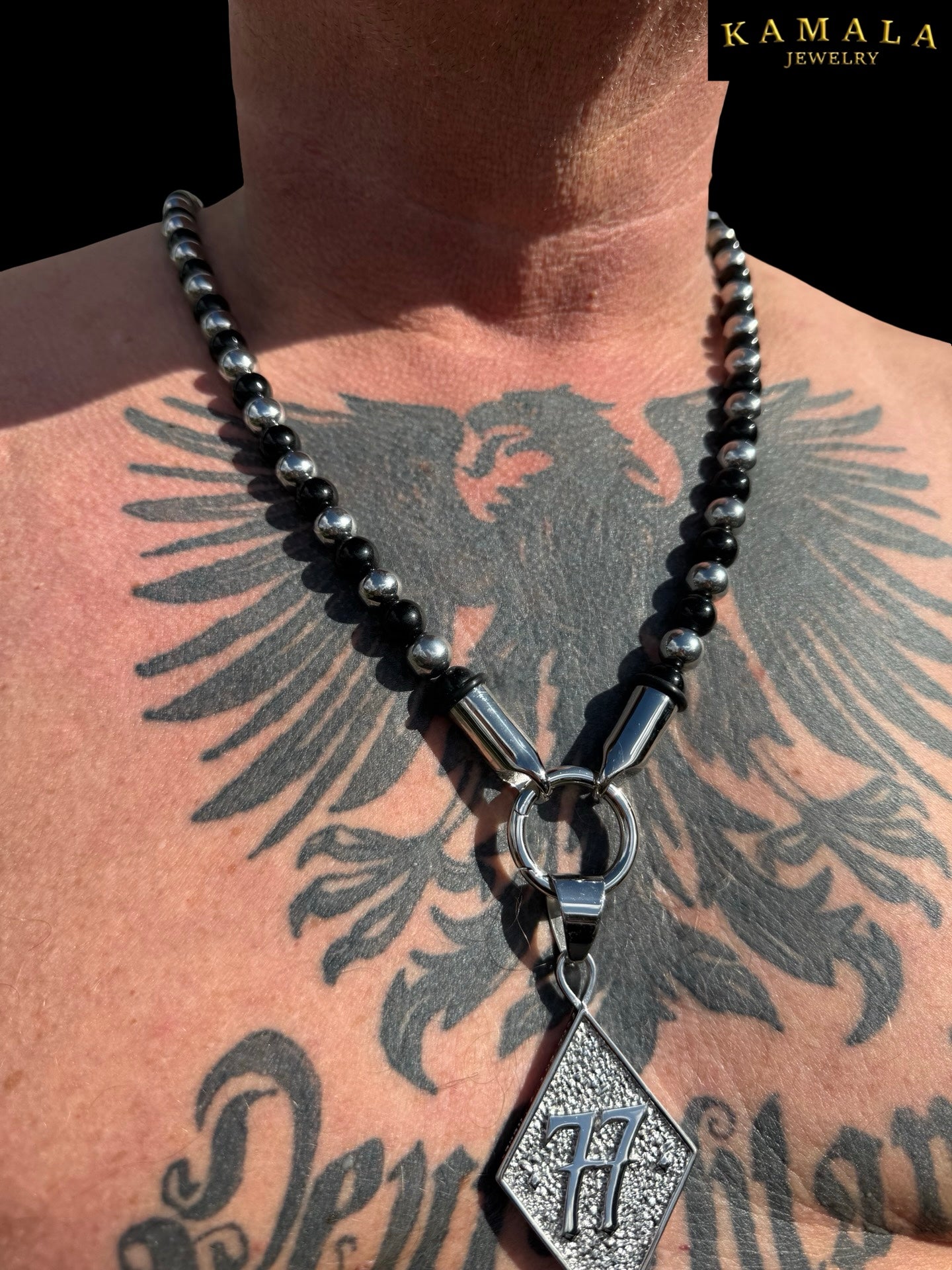 BLACK ELITE Luxury Chain – Onyx Halskette für Männer - Silber