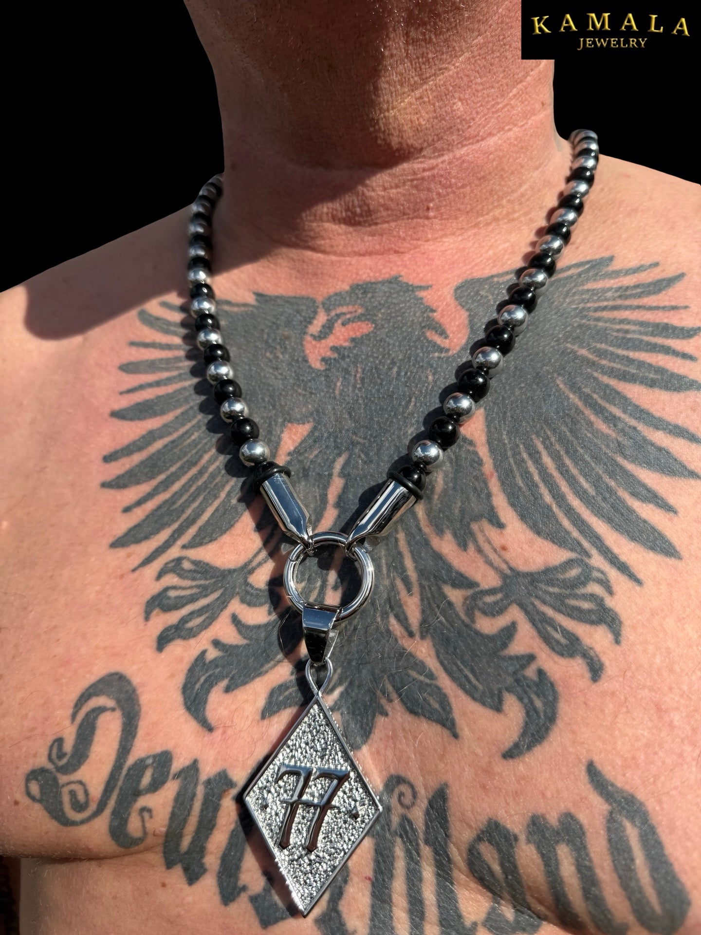 BLACK ELITE Luxury Chain – Onyx Halskette für Männer - Silber