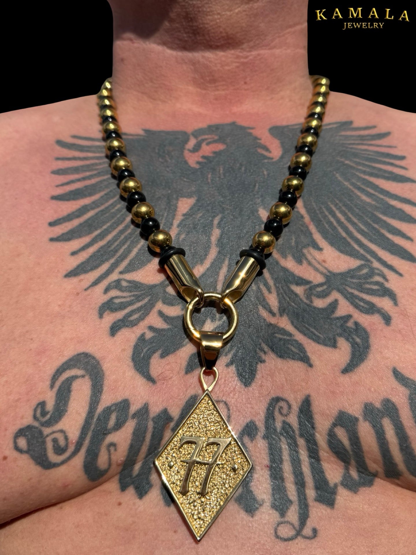BLACK ELITE Luxury Chain – Onyx Halskette für Männer - Gold
