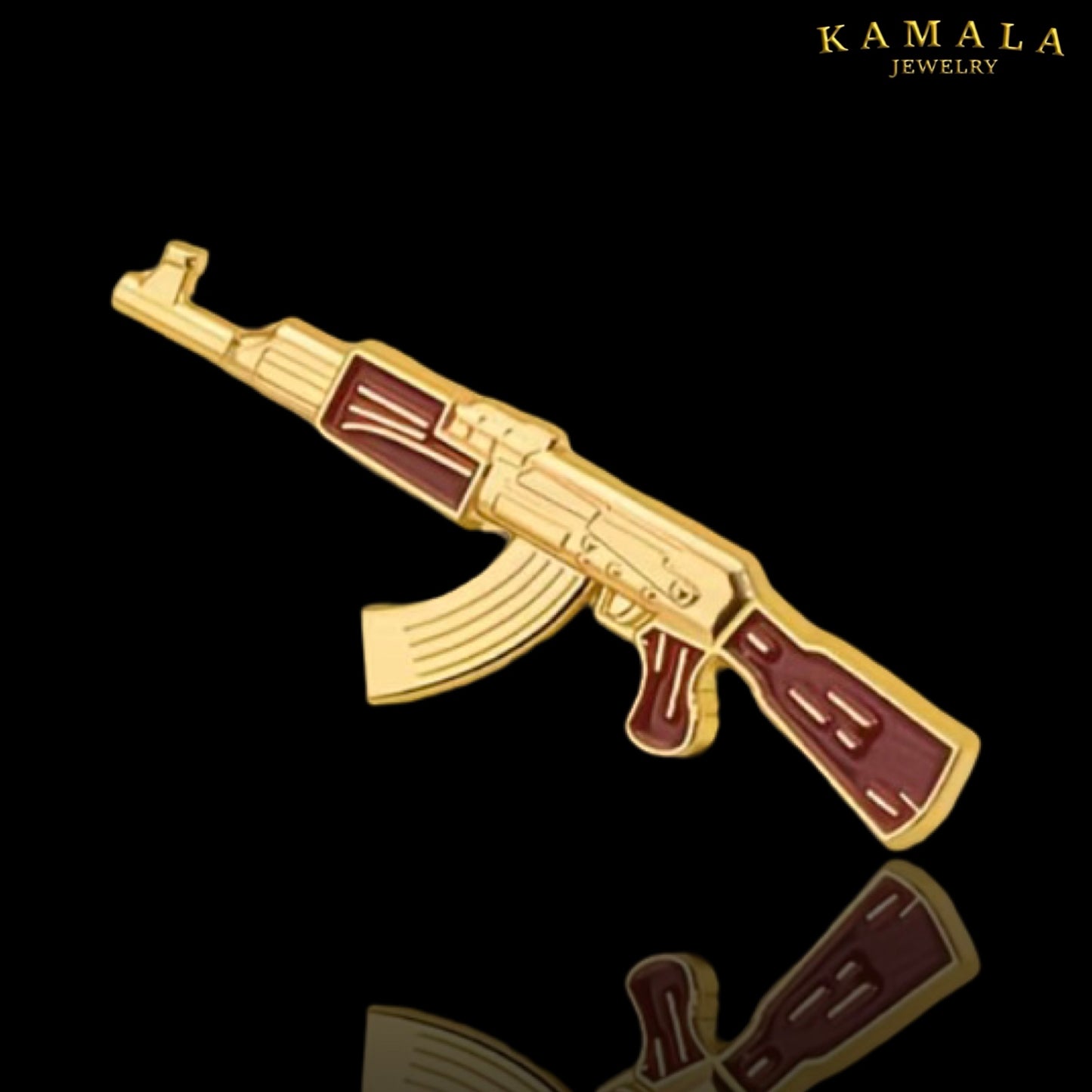 AK47 Pin – Edelstahl - Gold & Rot
