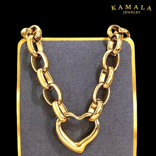 Heart Link Necklace – Edelstahl Halskette Gold