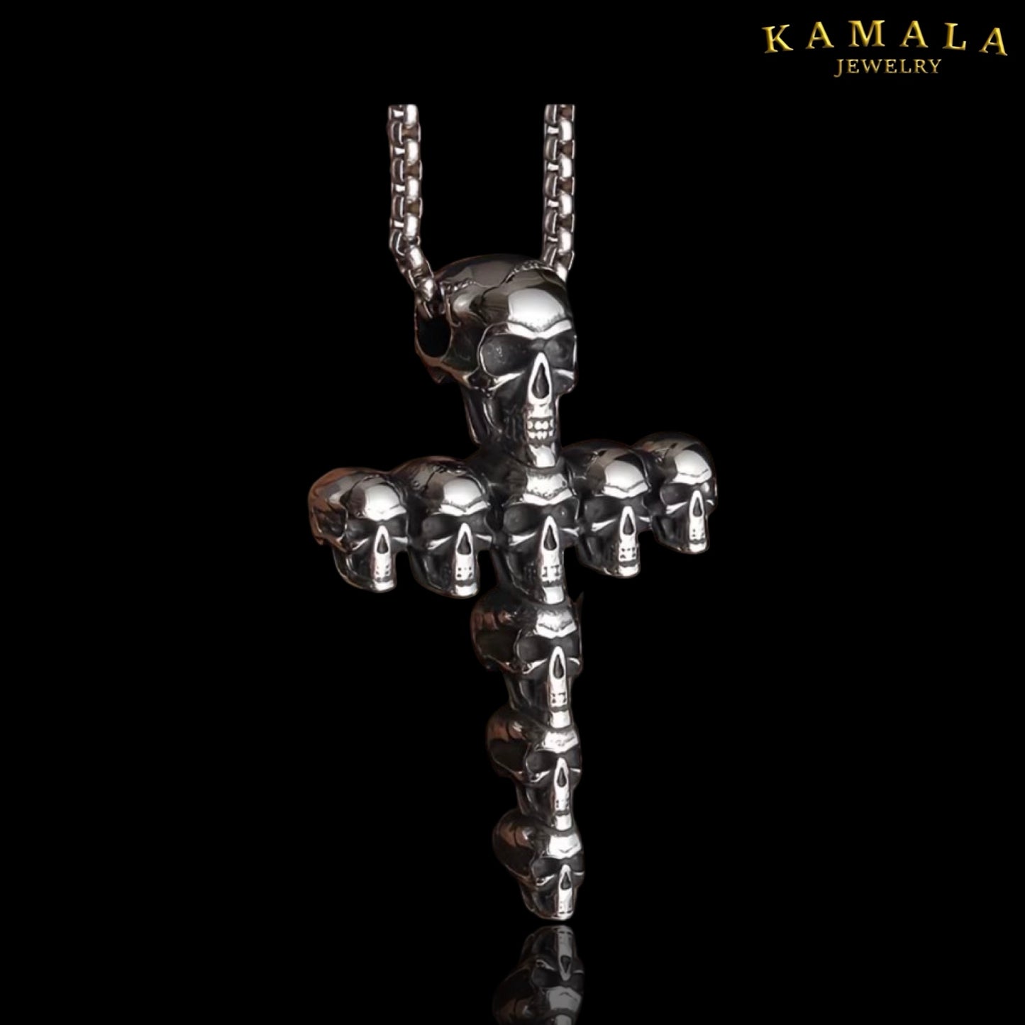 Skull Cross Halskette – 60 cm Edelstahl