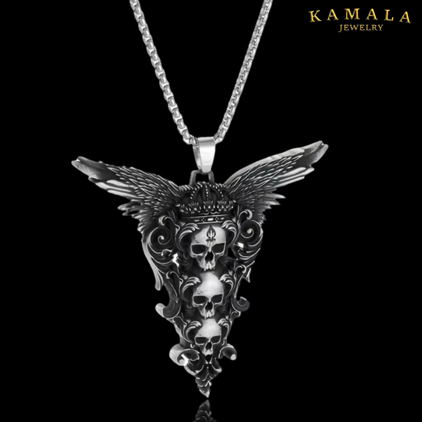 Royal Skull Wings Anhänger – Massiver Edelstahl