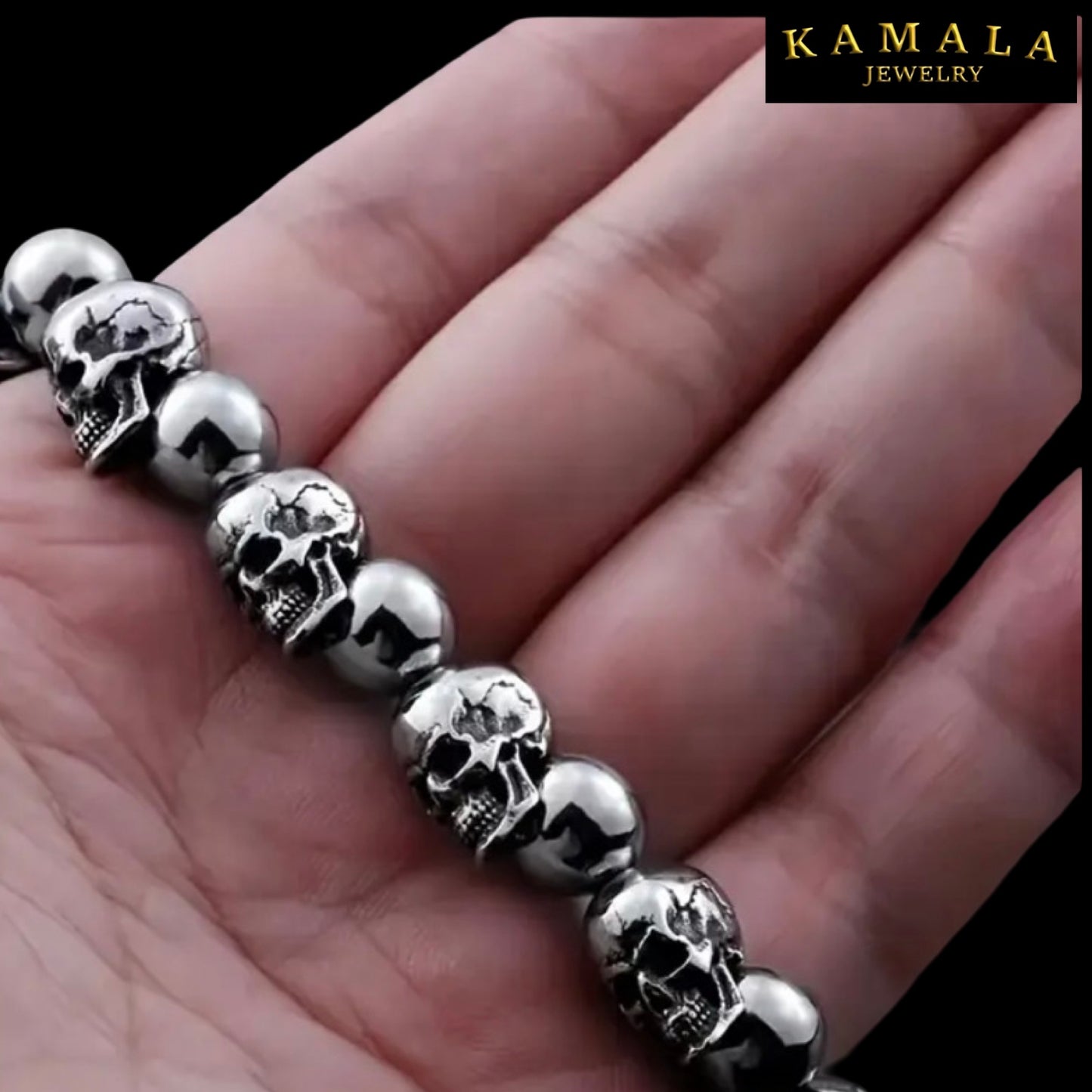 Skull Bracelet – Edelstahl Armband im Biker-Style