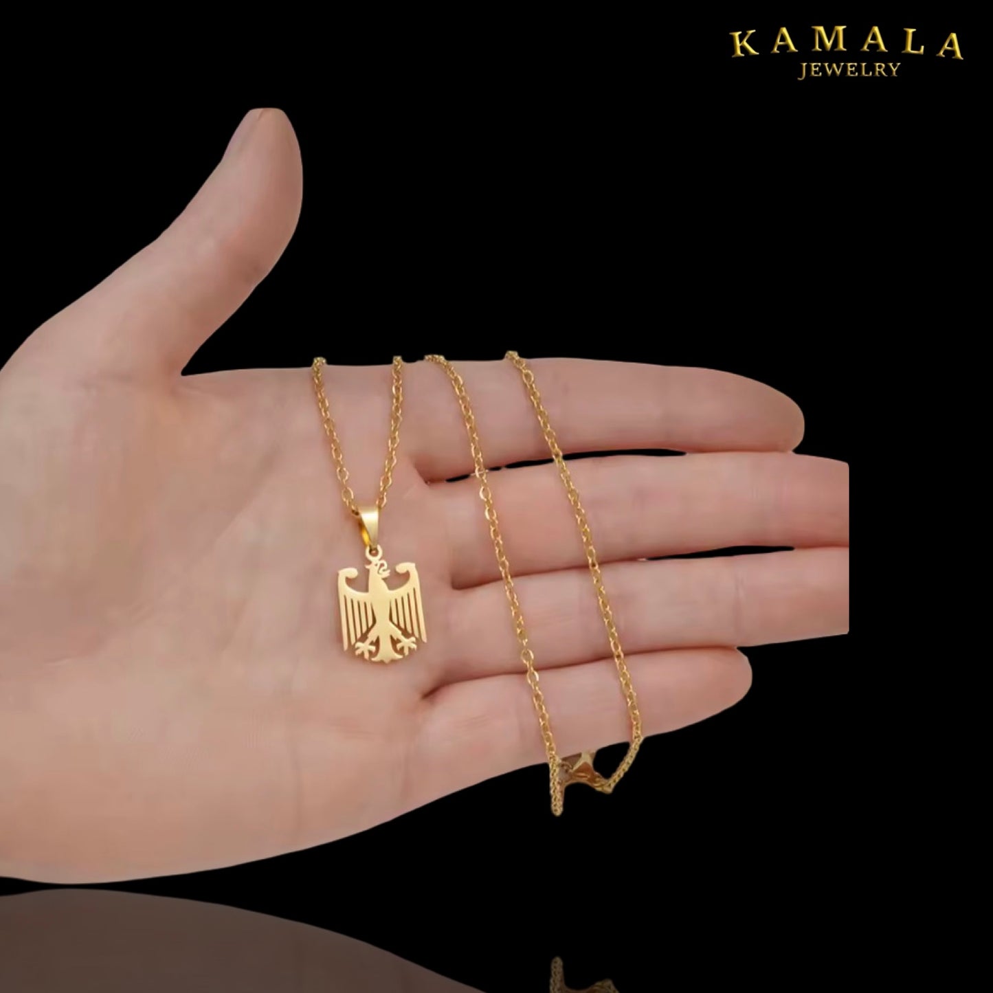 Deutscher Adler Anhänger Gold – Edelstahl 18K Vergoldet | Klein