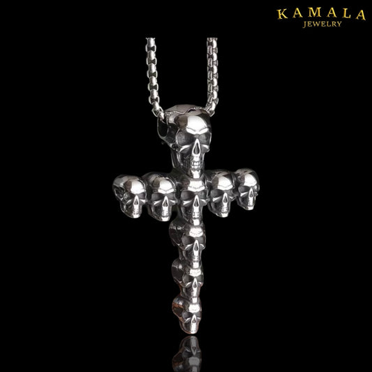 Skull Cross Halskette – 60 cm Edelstahl