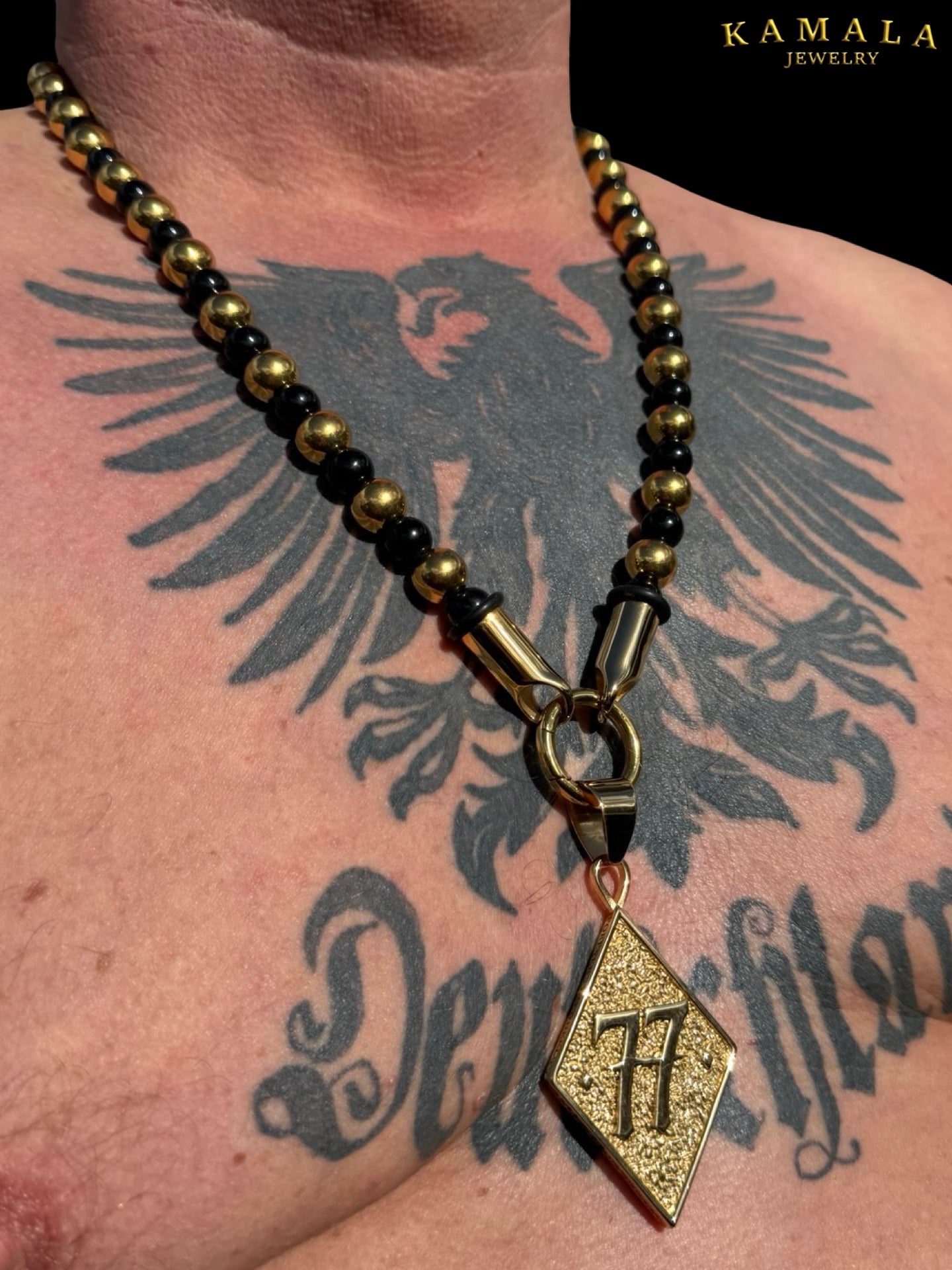 BLACK ELITE Luxury Chain – Onyx Halskette für Männer - Gold
