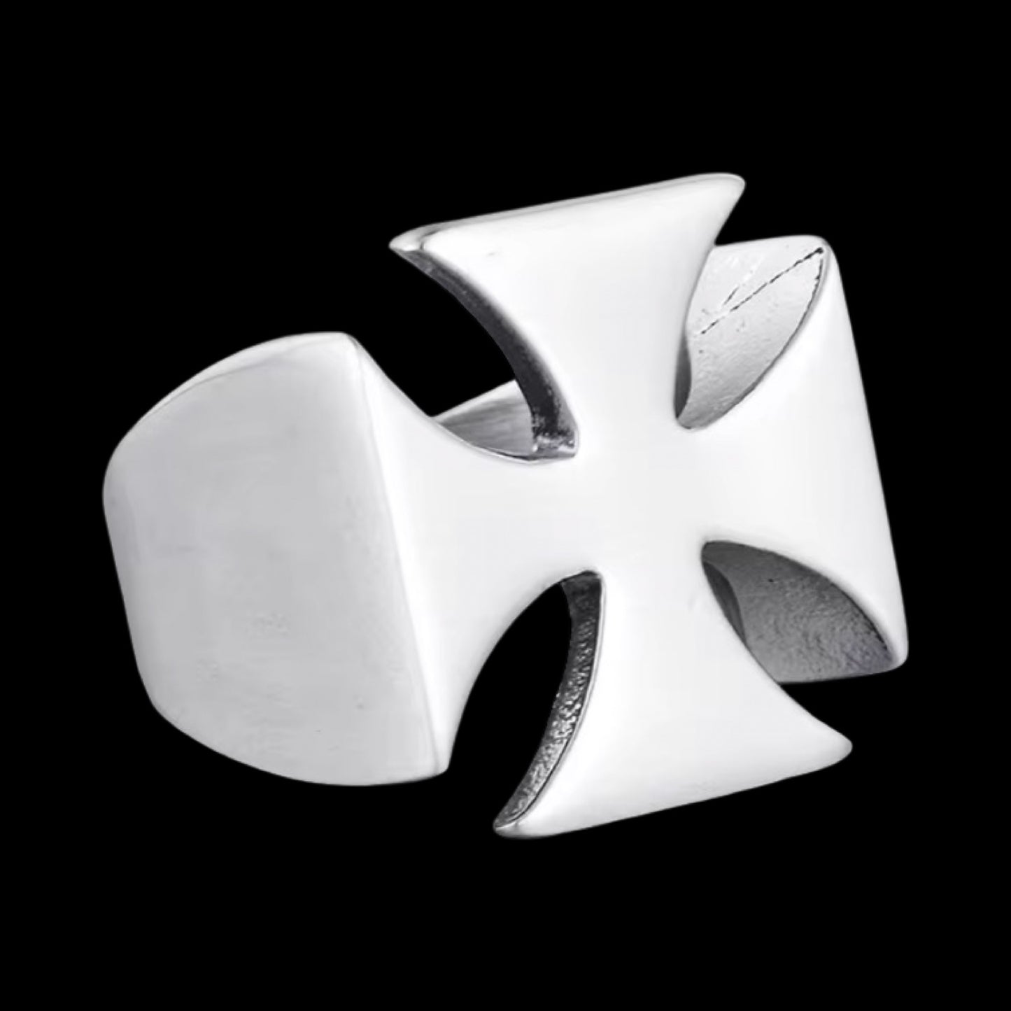 Biker Ring Iron Cross aus Edelstahl – Silberfarbener Herrenring