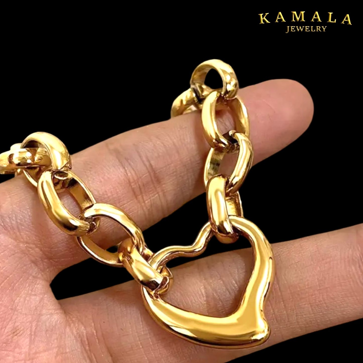 Heart Link Necklace – Edelstahl Halskette Gold