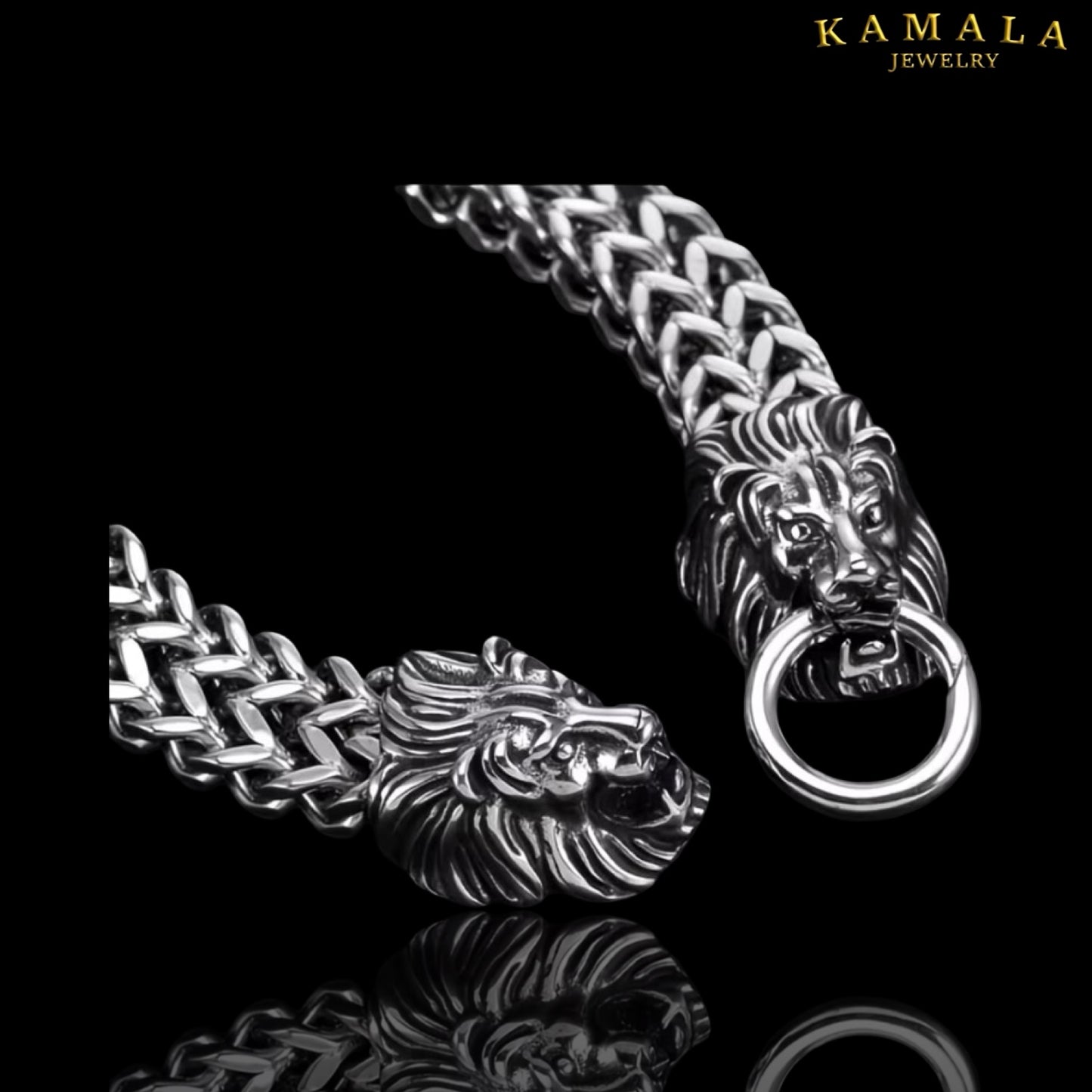 Löwenkopf Armband aus Edelstahl – Lion King Biker Armband für Männer