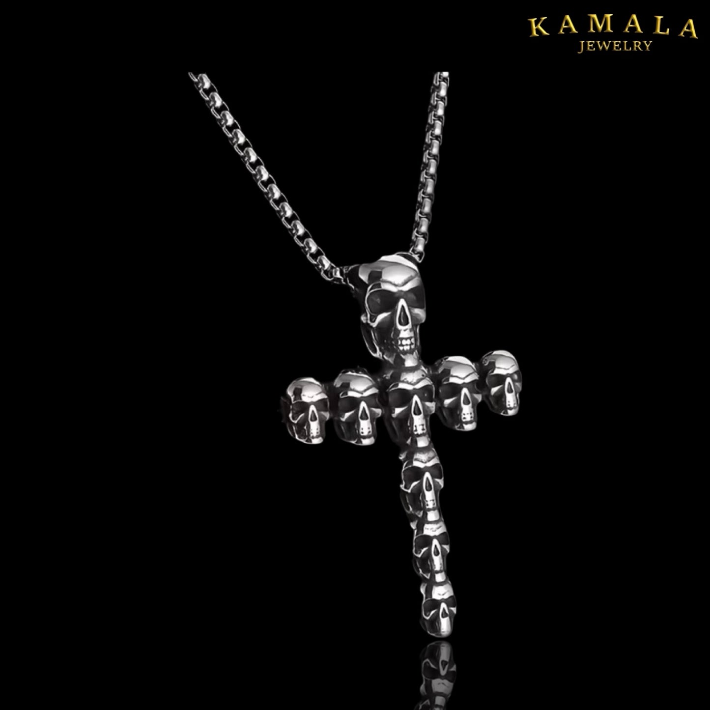 Skull Cross Halskette – 60 cm Edelstahl