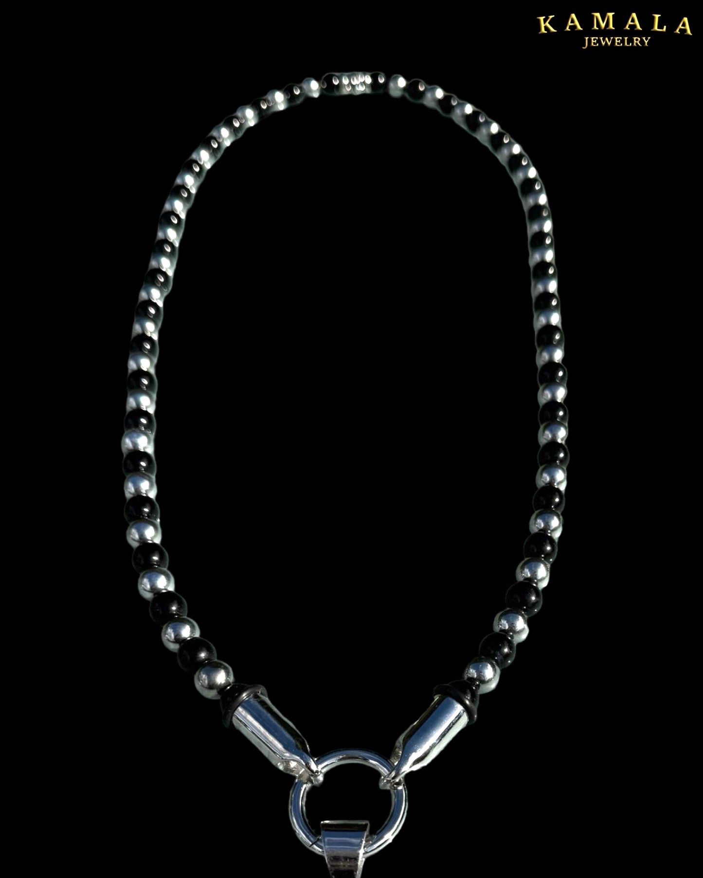 BLACK ELITE Luxury Chain – Onyx Halskette für Männer - Silber