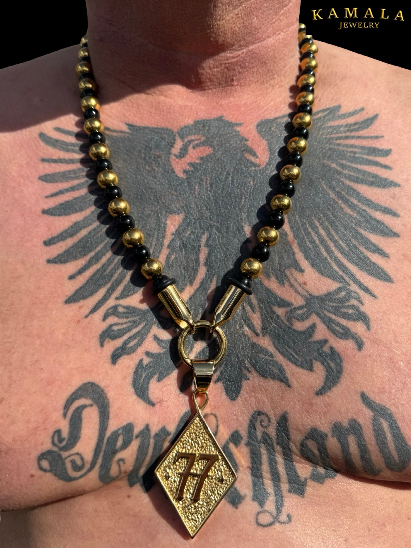 BLACK ELITE Luxury Chain – Onyx Halskette für Männer - Gold