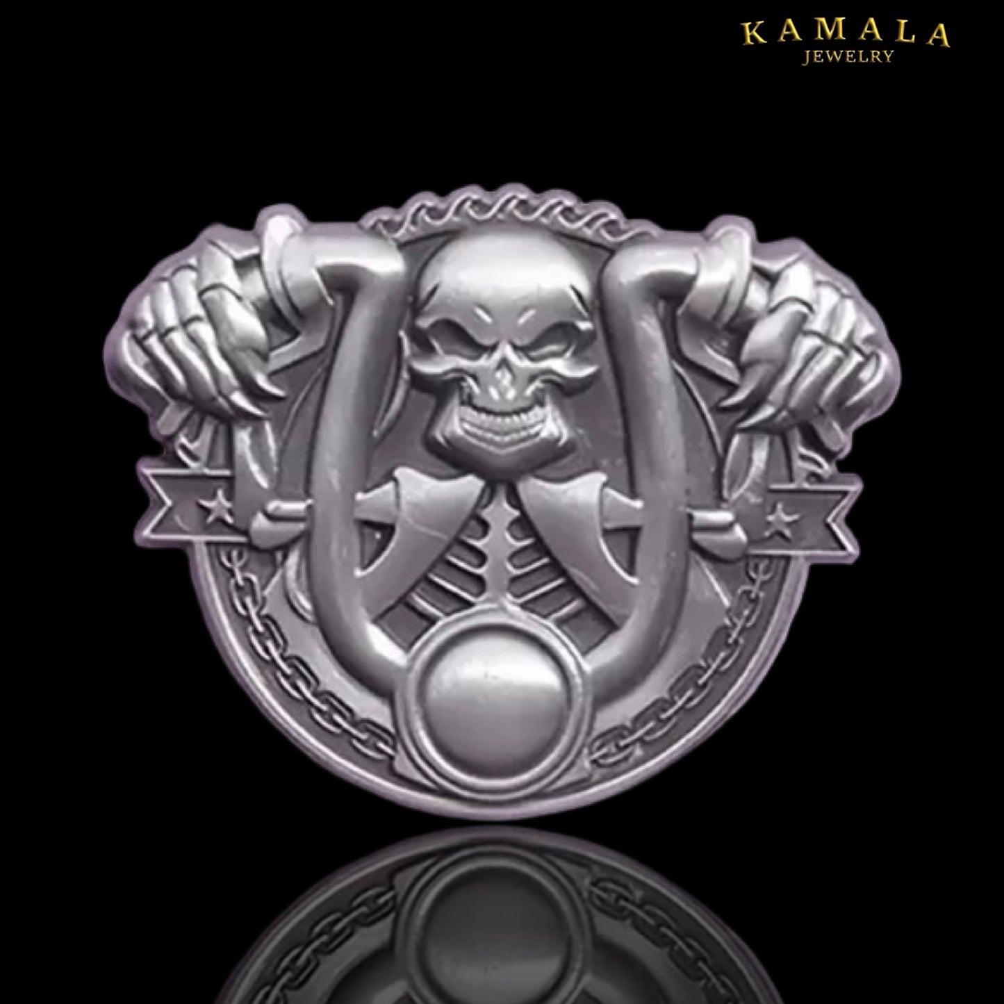 Horseshoe Reaper Pin – Biker Edition