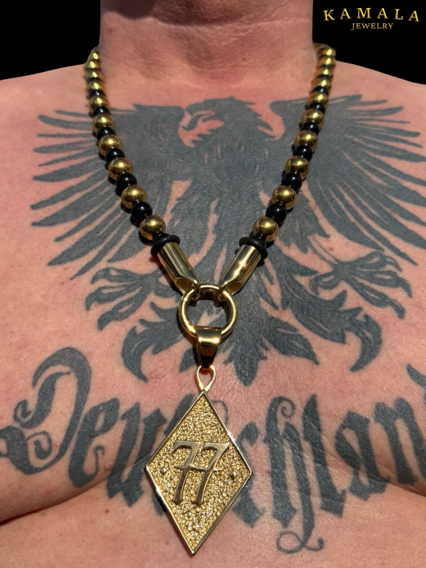 BLACK ELITE Luxury Chain – Onyx Halskette für Männer - Gold