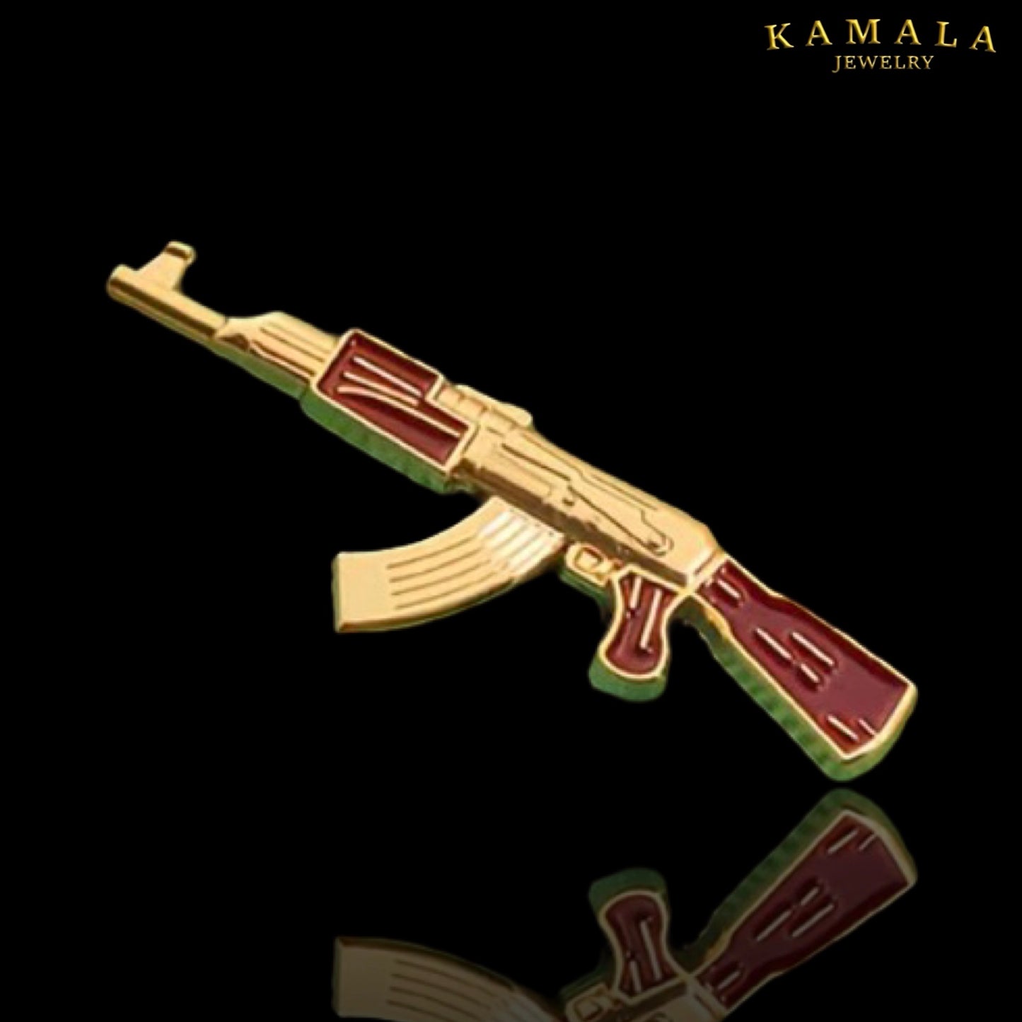 AK47 Pin – Edelstahl - Gold & Rot