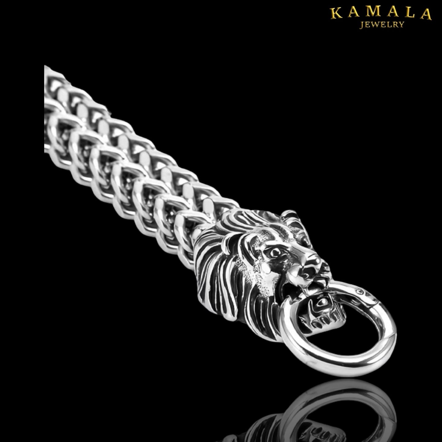 Löwenkopf Armband aus Edelstahl – Lion King Biker Armband für Männer