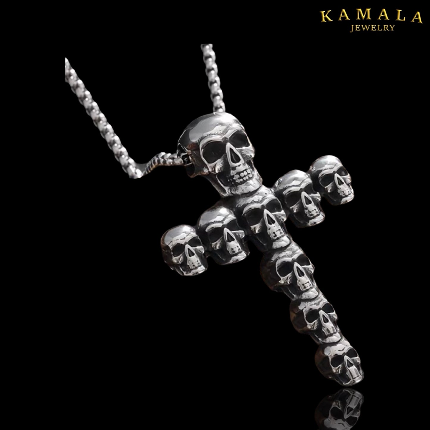 Skull Cross Halskette – 60 cm Edelstahl