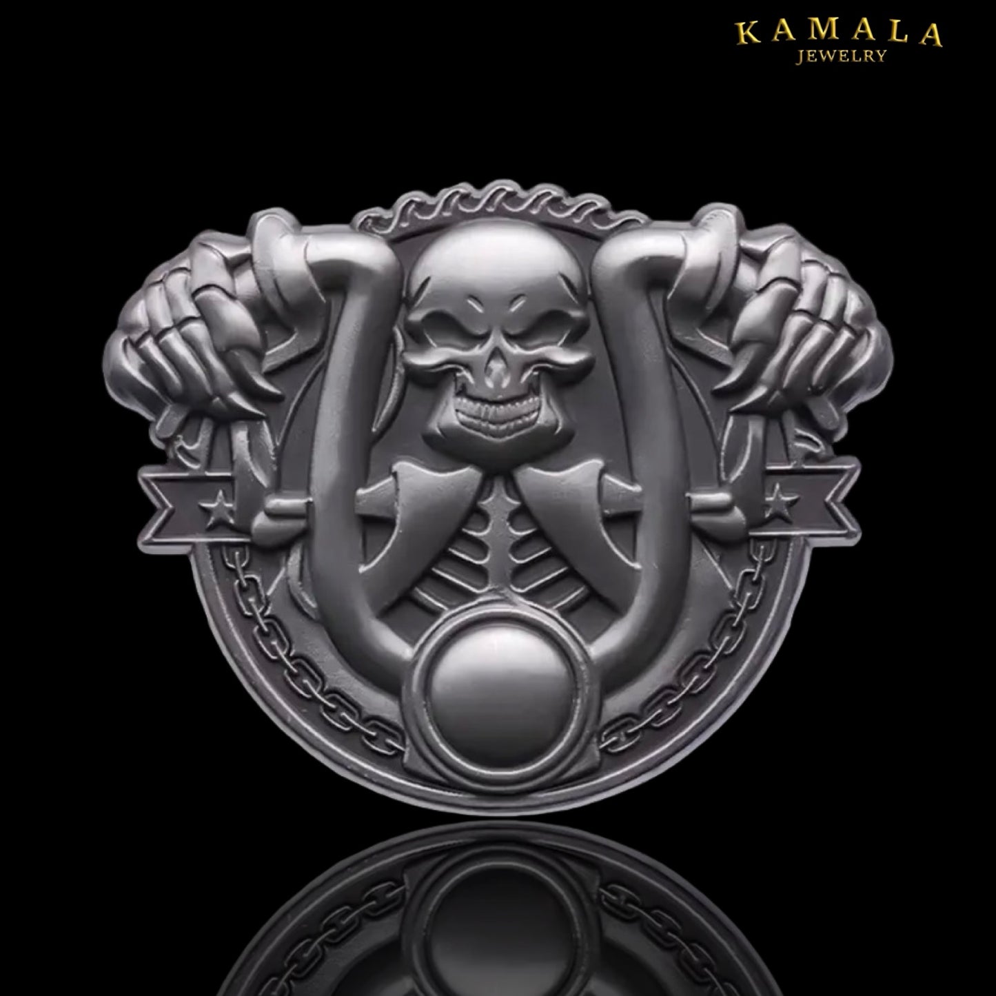 Horseshoe Reaper Pin – Biker Edition