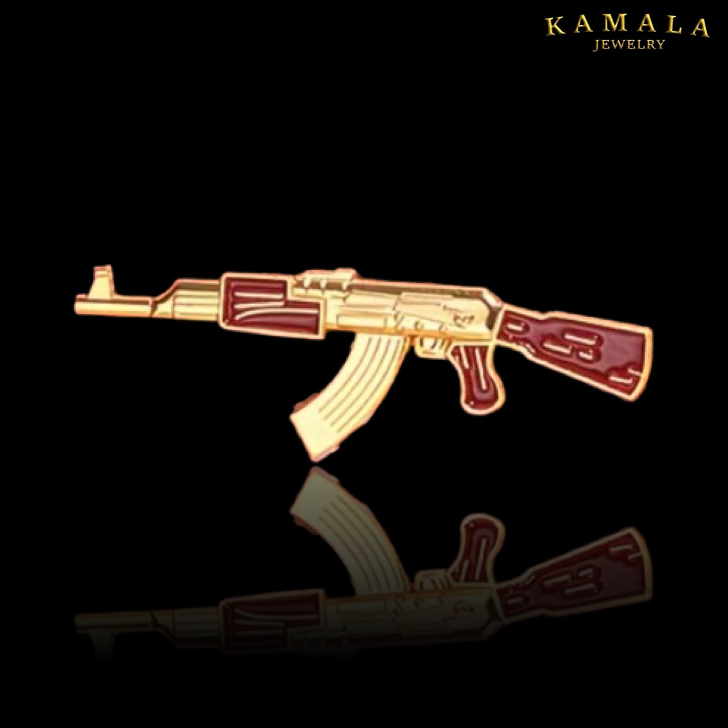 AK47 Pin – Edelstahl - Gold & Rot