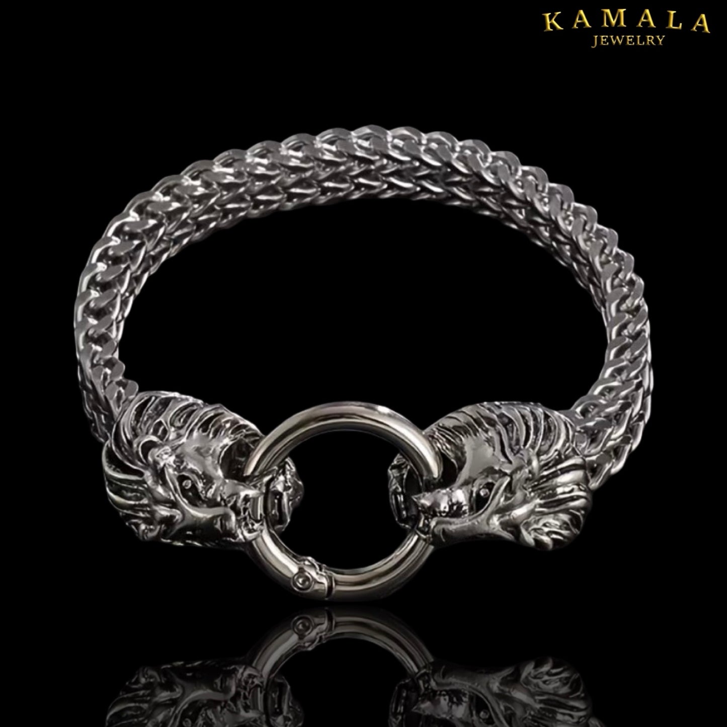 Löwenkopf Armband aus Edelstahl – Lion King Biker Armband für Männer