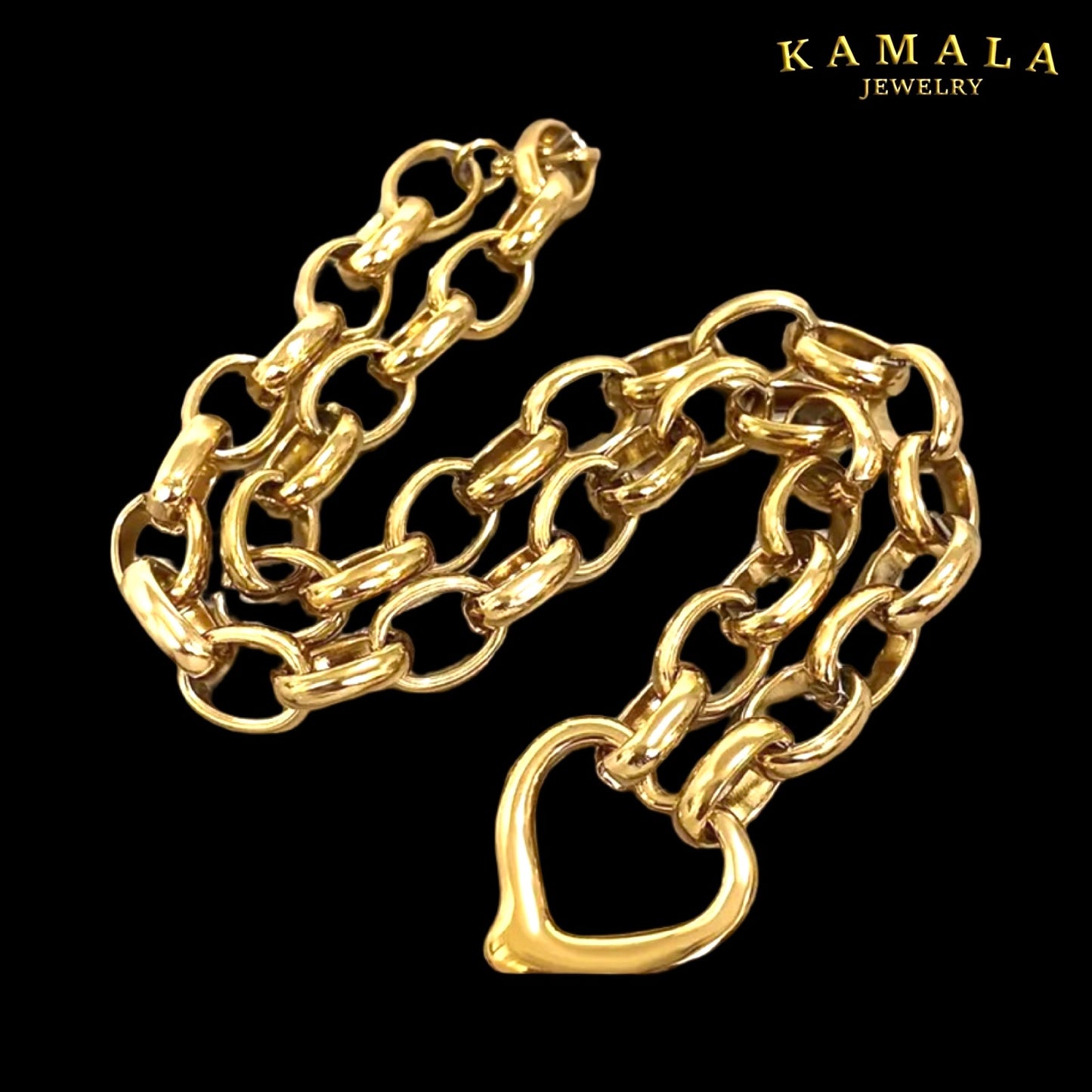 Heart Link Necklace – Edelstahl Halskette Gold