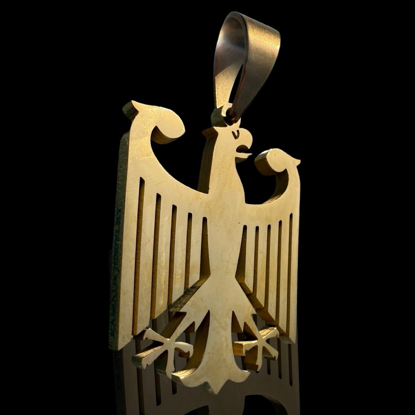 Deutscher Adler Anhänger - Edelstahl Gold - 6 cm