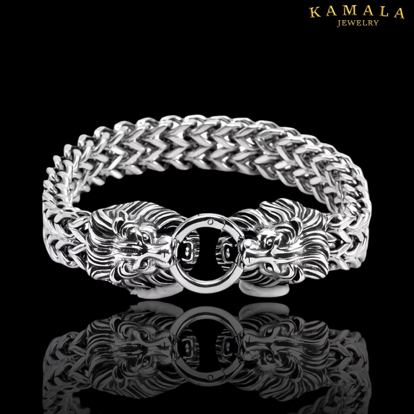 Löwenkopf Armband aus Edelstahl – Lion King Biker Armband für Männer