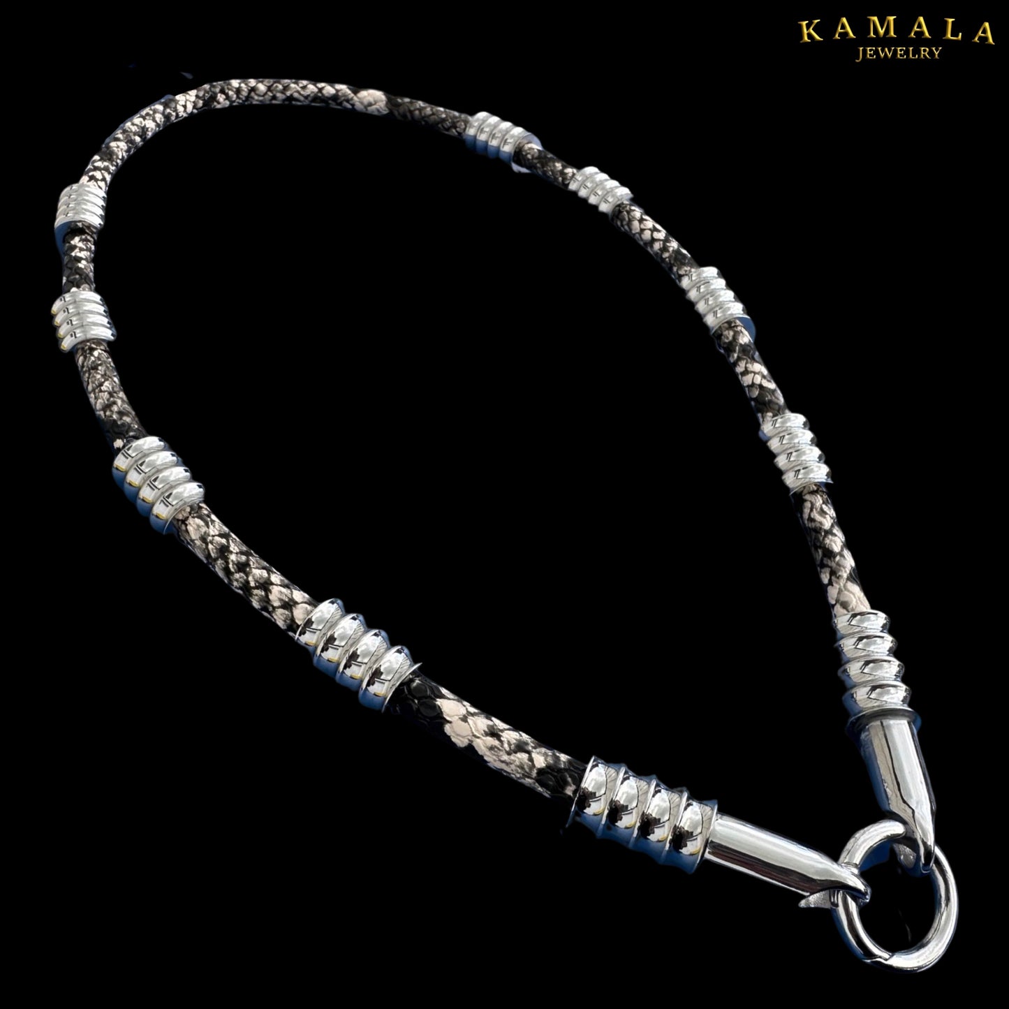 Halskette Python Schlangenleder - Mit Silber