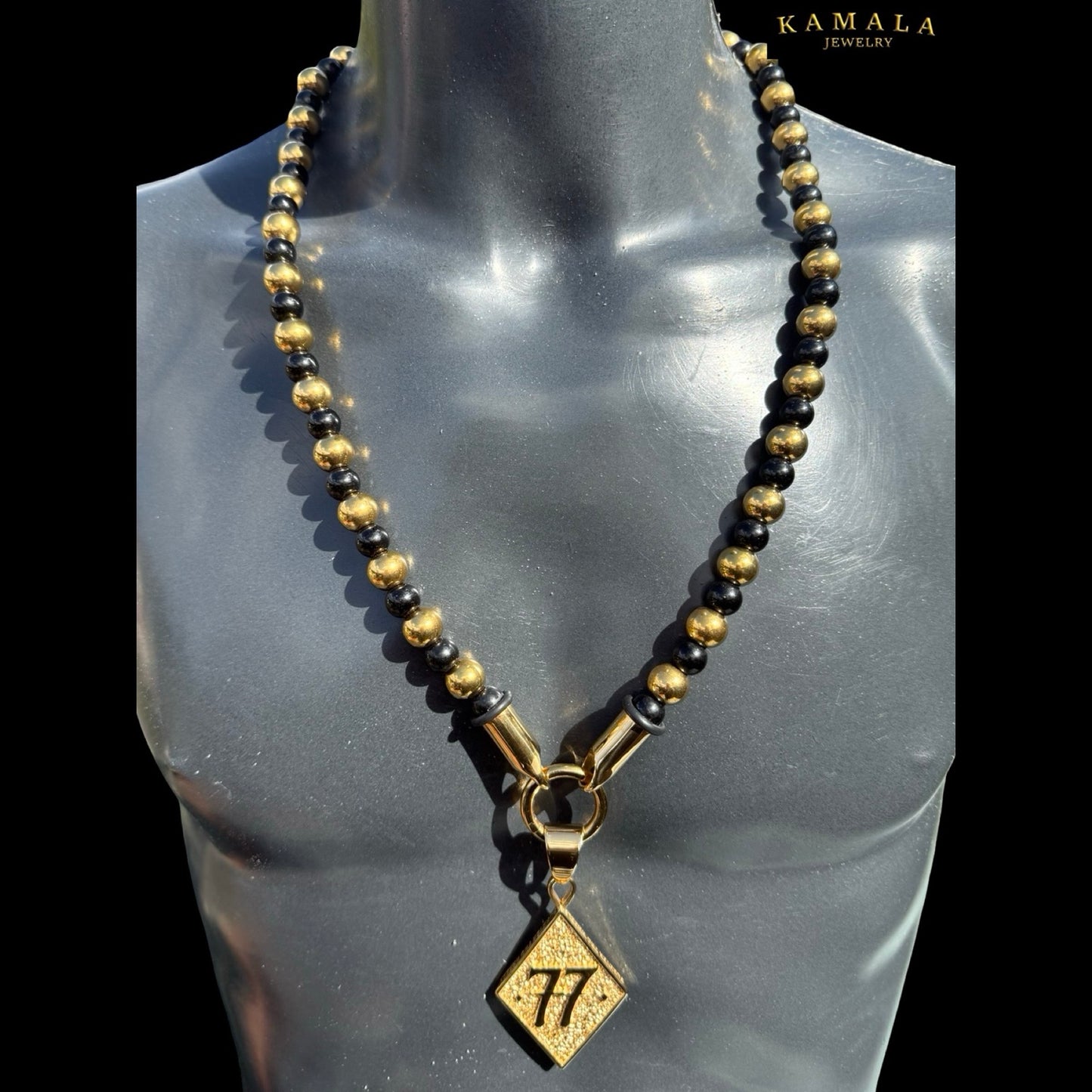 BLACK ELITE Luxury Chain – Onyx Halskette für Männer - Gold