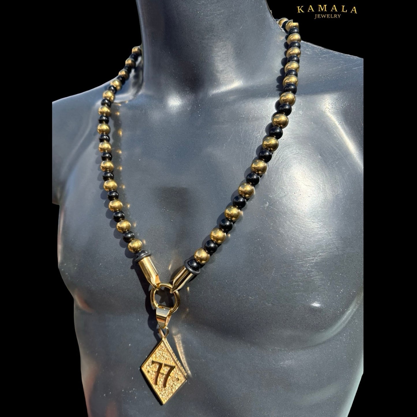 BLACK ELITE Luxury Chain – Onyx Halskette für Männer - Gold