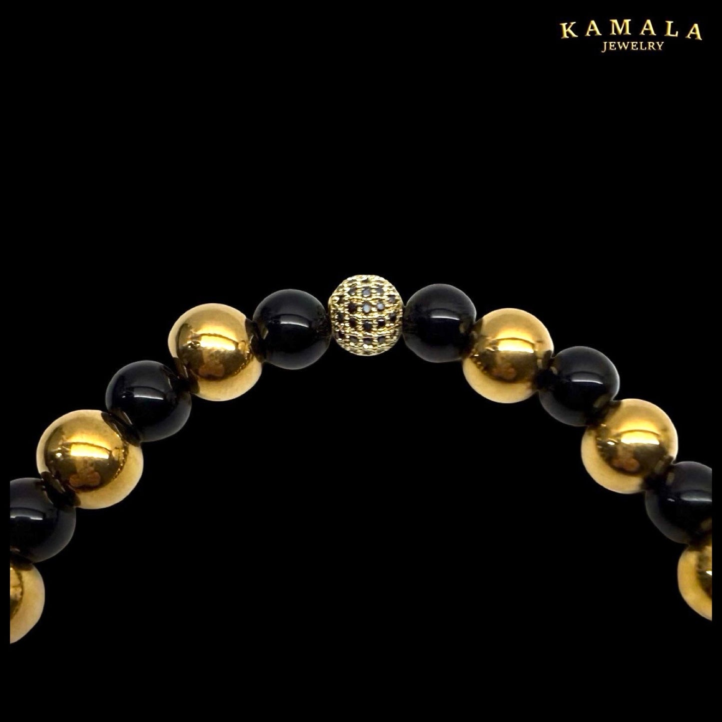 BLACK ELITE Luxury Chain – Onyx Halskette für Männer - Gold