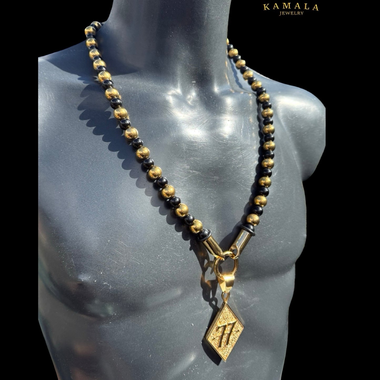 BLACK ELITE Luxury Chain – Onyx Halskette für Männer - Gold