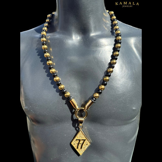 BLACK ELITE Luxury Chain – Onyx Halskette für Männer - Gold