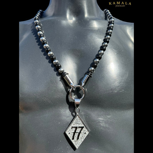 BLACK ELITE Luxury Chain – Onyx Halskette für Männer - Silber
