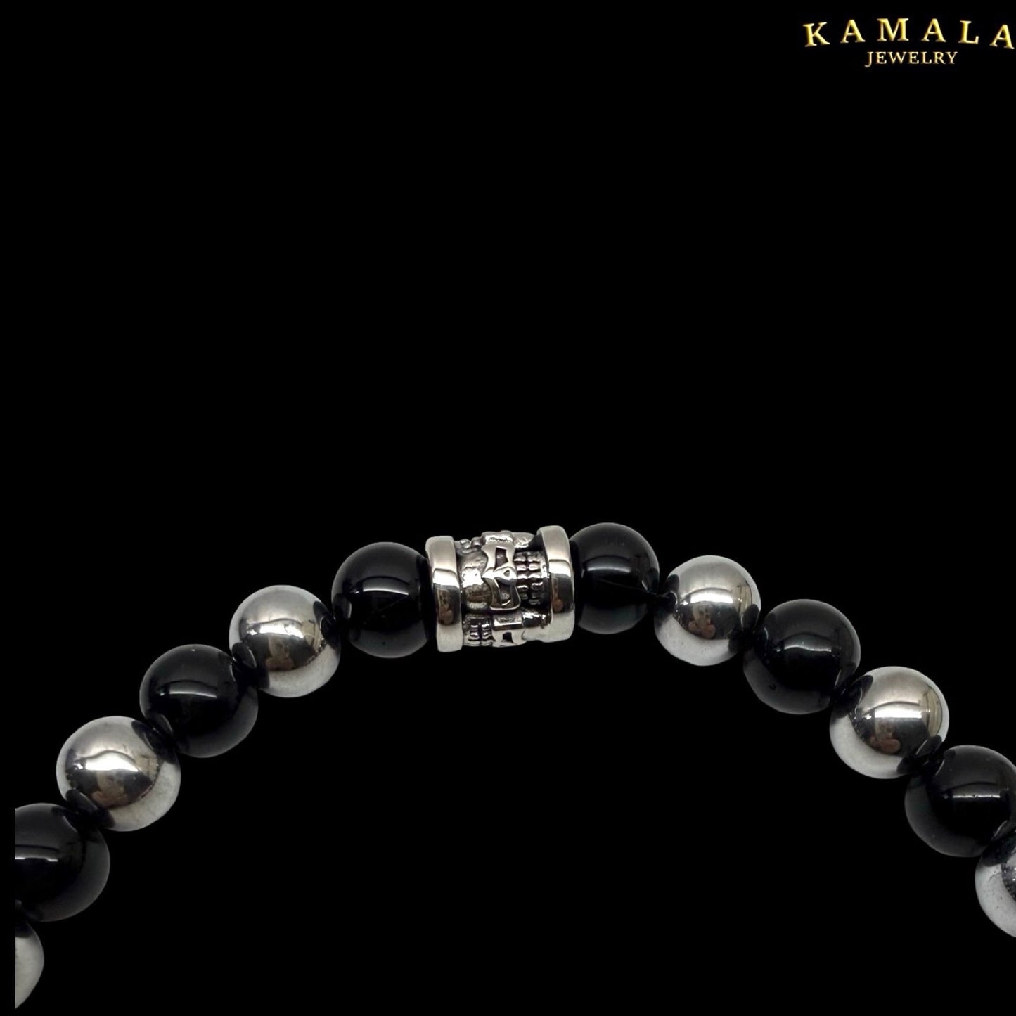 BLACK ELITE Luxury Chain – Onyx Halskette für Männer - Silber