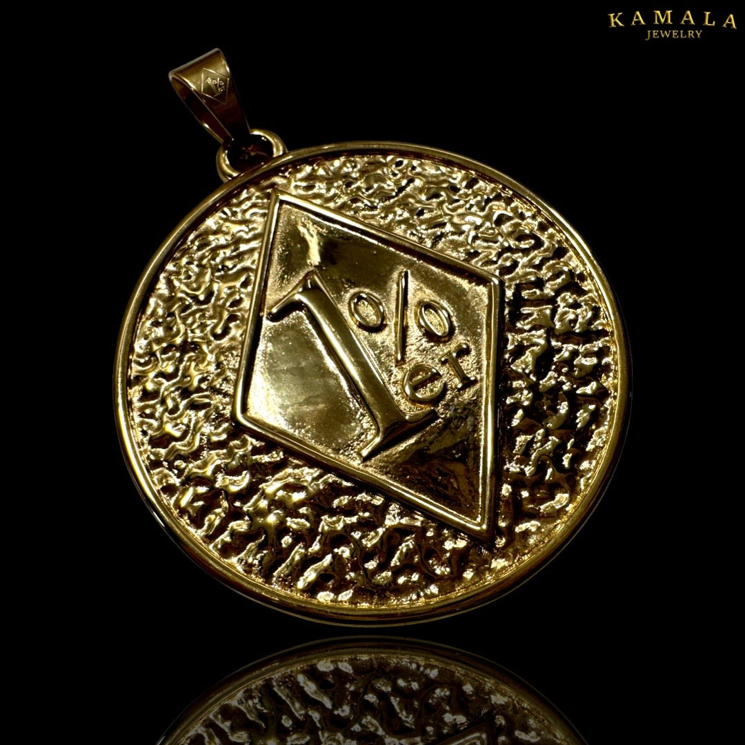 Set mit Byzantiner Halskette & 1%er Anhänger Rund - Gold